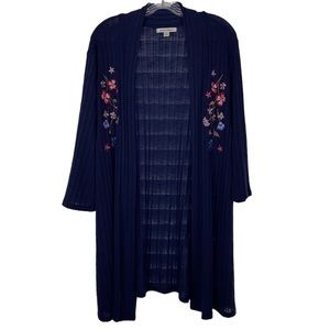Studio Works Embroidered Floral Long Sleeve Cardigan 1X